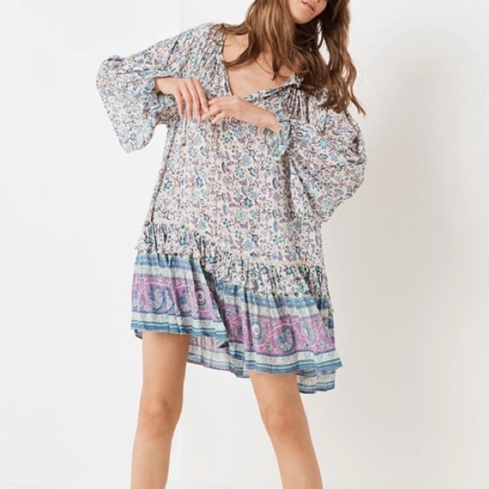 Spell & The Gypsy Dahlia Tunic Dress Dusty Blue - Picture 4 of 10
